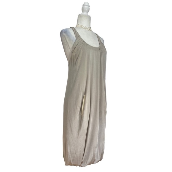 Yigal Azrouël Scoop Neck Draped Sleeveless Dress with pockets in London Fog - Picture 3 of 8